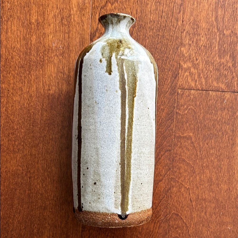 Vintage Studio Pottery, Artisan Ceramic Vase in Neutral Colors, Signed